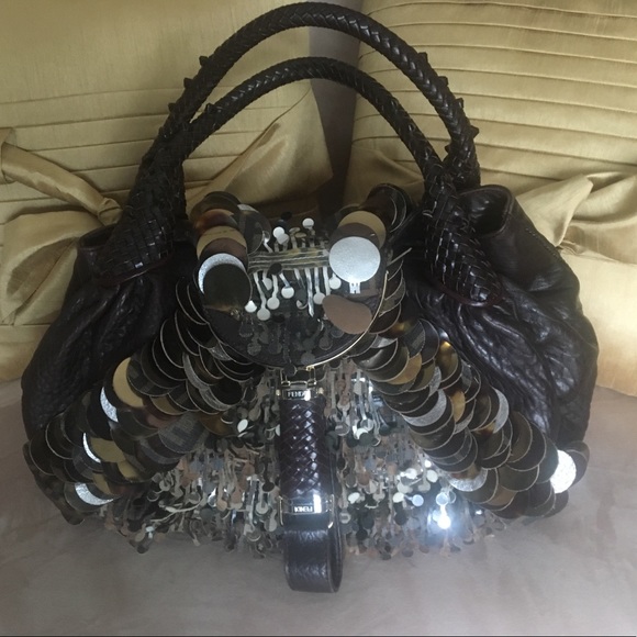 Fendi Handbags - *RARE*Authentic Fendi Spy Sequin Tassel Disk Bag